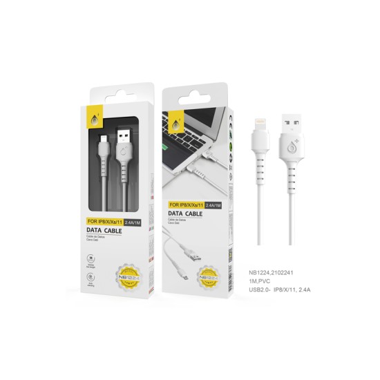 ONEPLUS LIGHTING DATA CABLE NB1224 FOR APPLE IPHONE 2.4A 1M WHITE